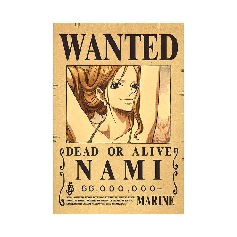 Cartel de Luffy Gear 5 Wanted de One Piece, Póster de Recompensas de los 4 Emperadores
