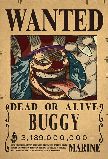 Cartel de Luffy Gear 5 Wanted de One Piece, Póster de Recompensas de los 4 Emperadores