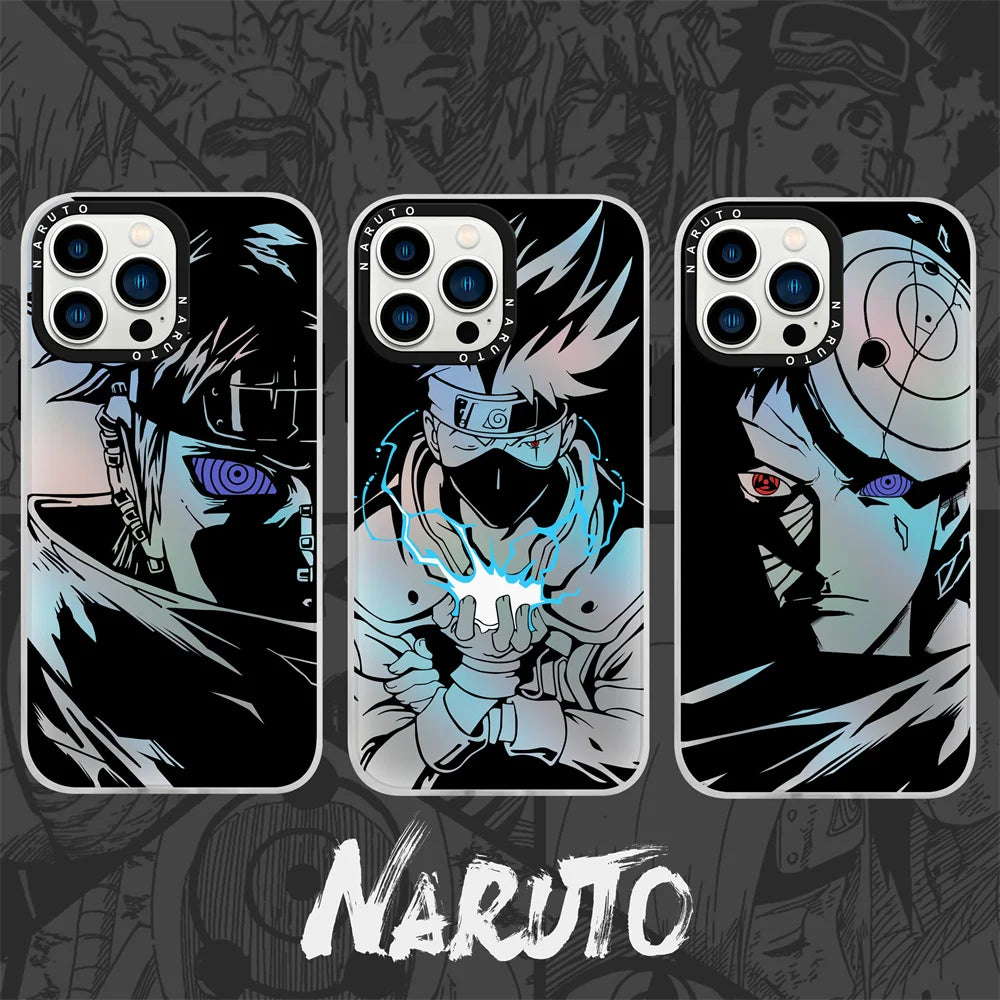 Funda iPhone Láser Brillante Naruto con botón de metal
