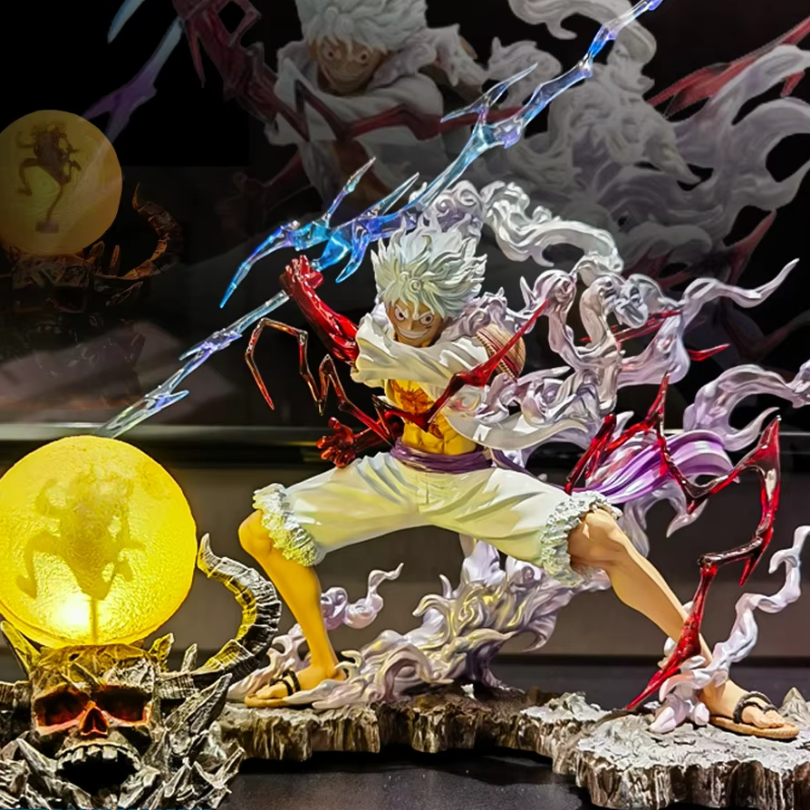 Figura One Piece Luffy Sun God Gear 5 con Bola Luminosa 28cm