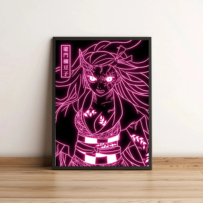 Poster Demon Slayer estilo Neon sin marco